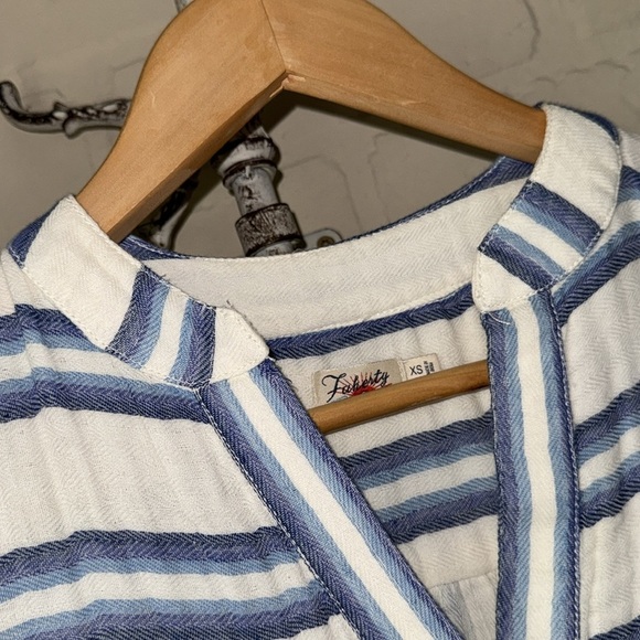Faherty Dream dress Cotton Gauze Vida Midi Blue Baja Large Boho Beach Stripe XS - Picture 4 of 9